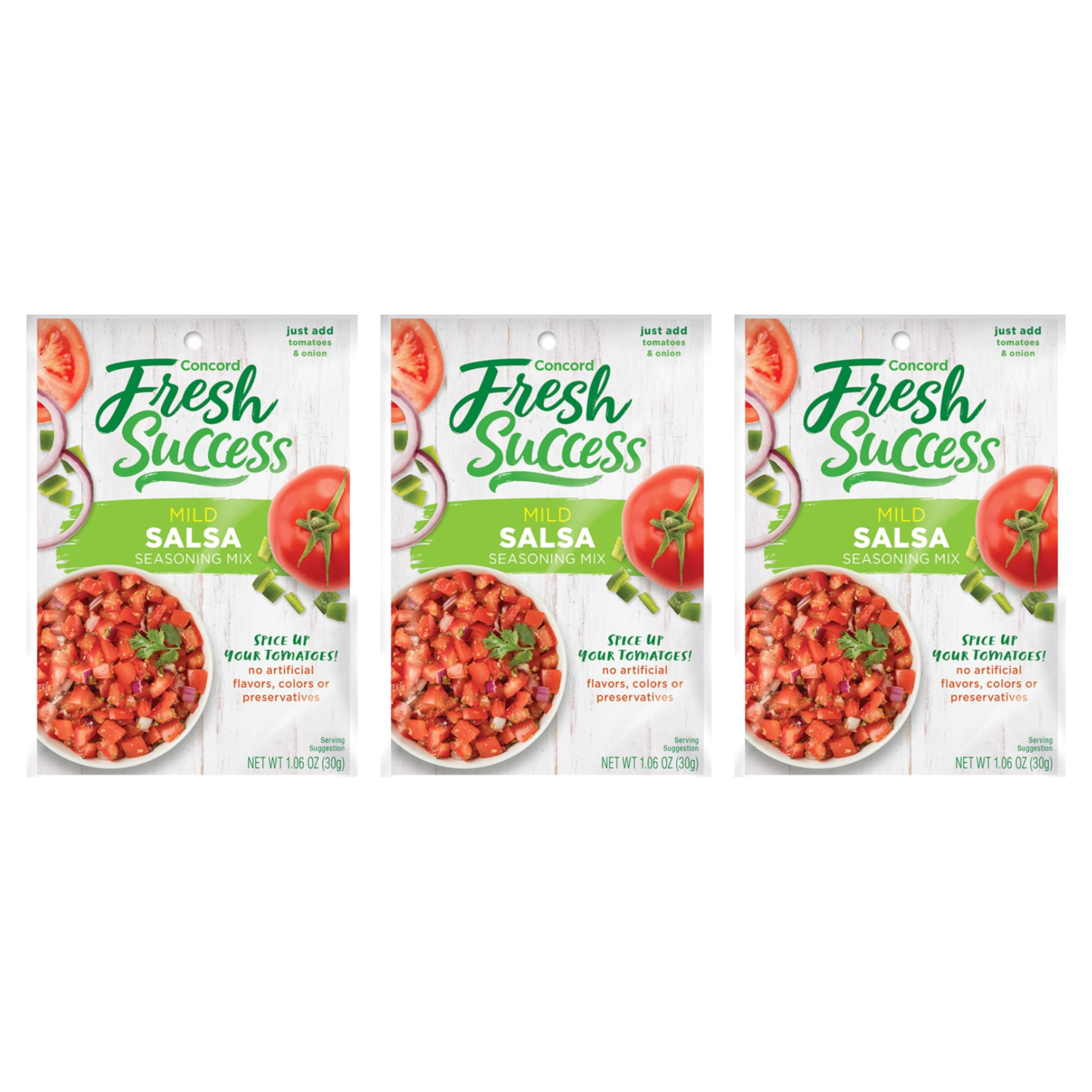 Concord Foods Mild Salsa Mix front label highlights authentic flavor for home salsa.