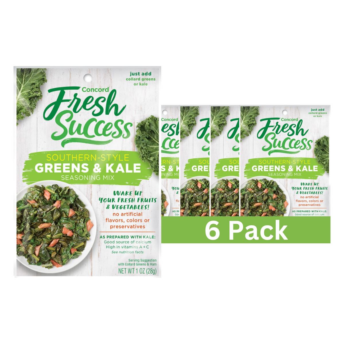 Concord Foods Southern-style greens seasoning packshot with smoky flavor for greens
