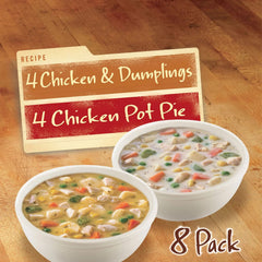 Concord Import Marie Callender Chicken Variety Soup cans neatly lined for pantry