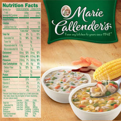 Concord Import Marie Callender Chicken Variety Soup nutrition label close-up