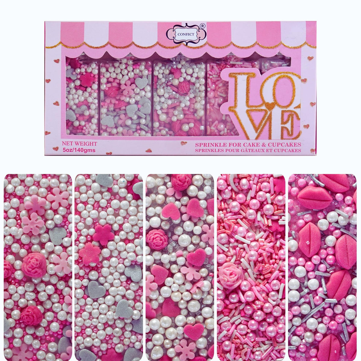 Confect Love Sprinkles pink lips for whimsical wedding cupcakes