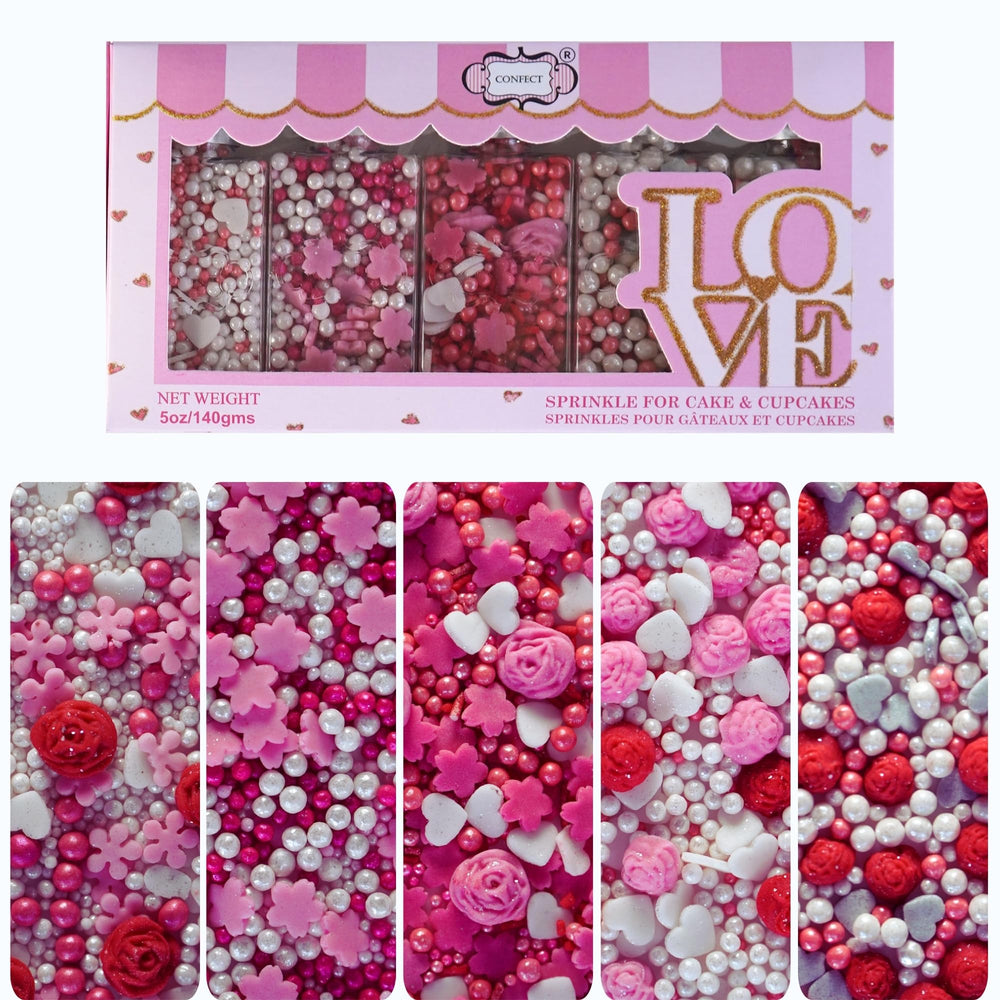Confect pink mini roses sprinkles add delicate decoration to cakes
