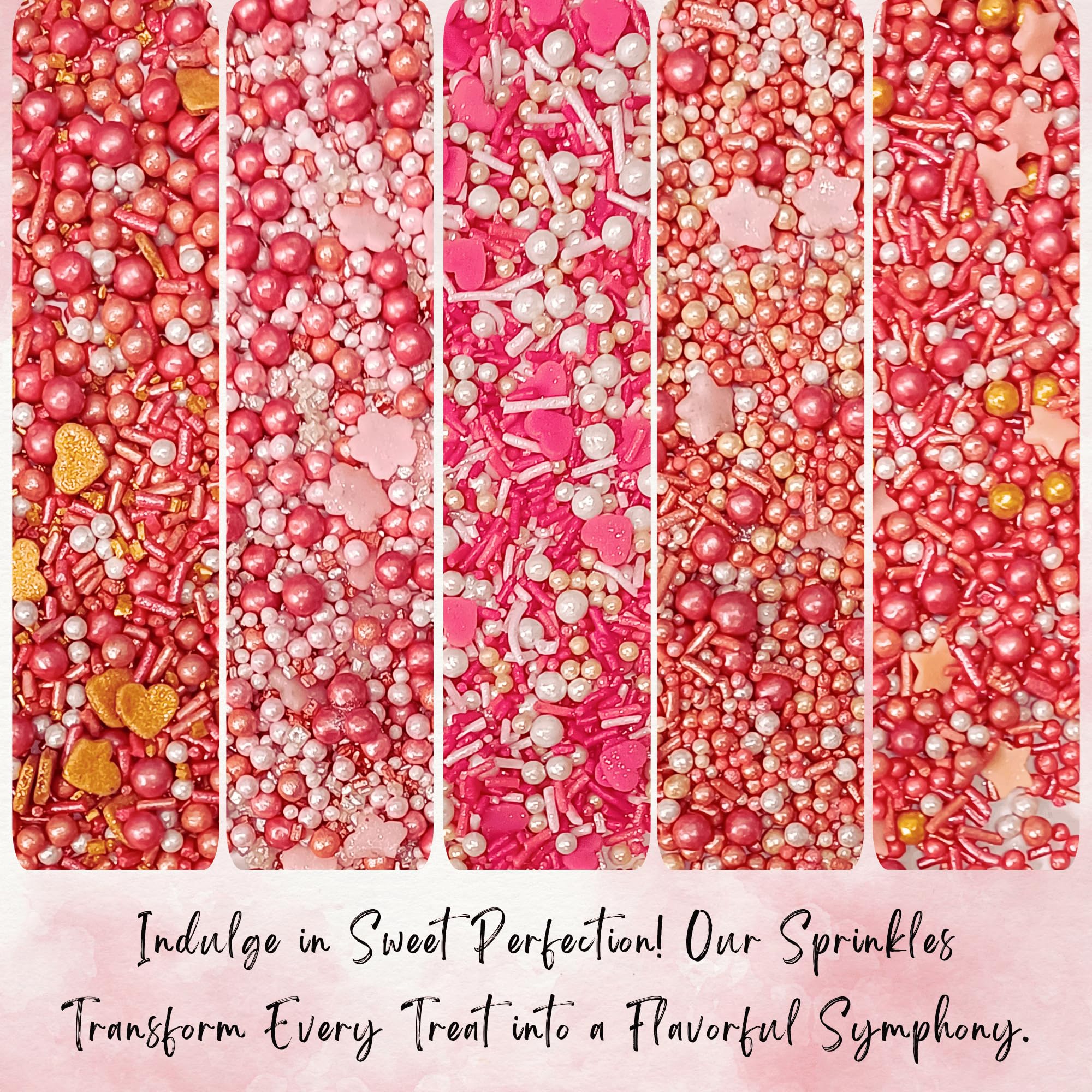 Confect Valentine desserts with pink-white-gold sprinkles for romantic flair.