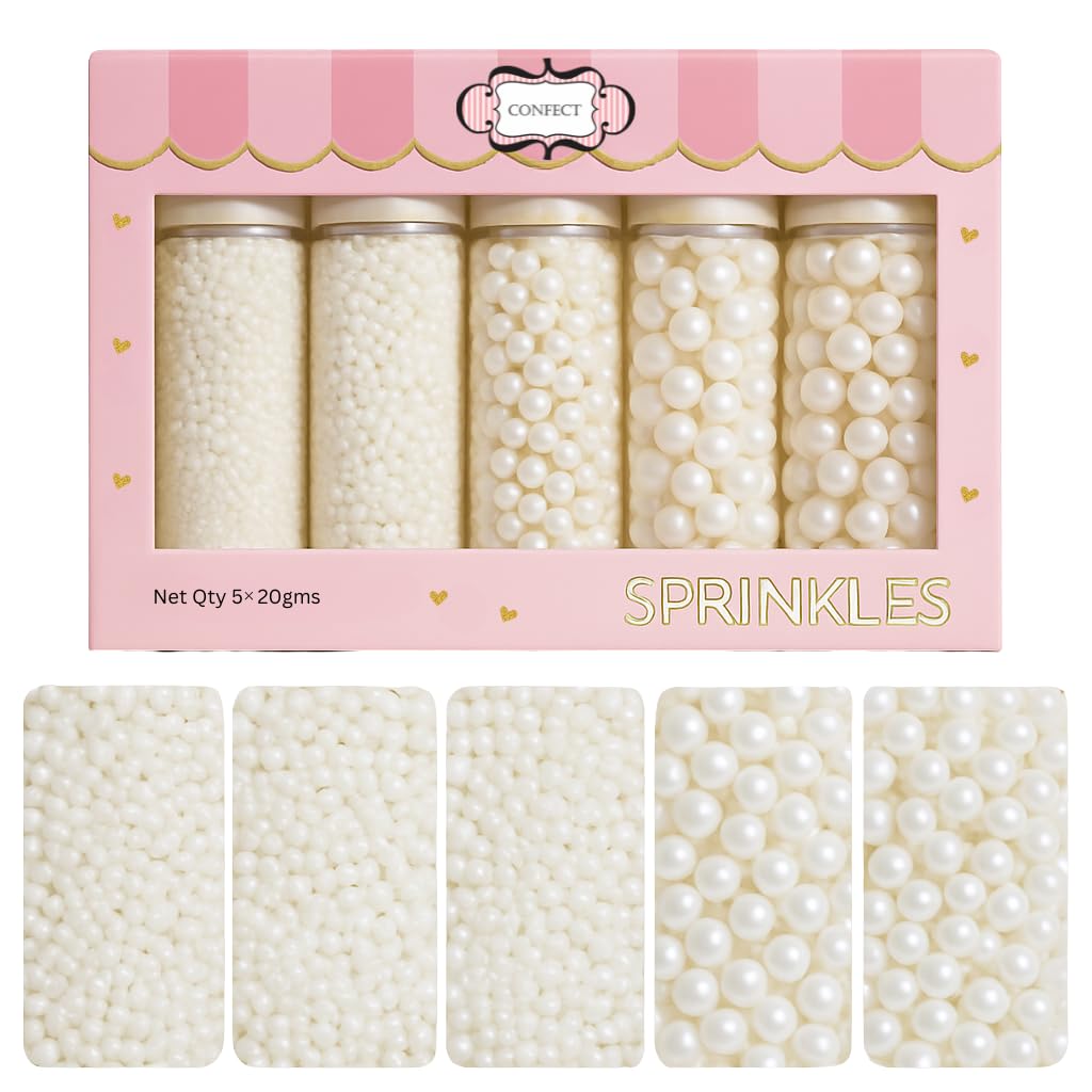 Confect White Princess Pearls Pack decorates frosting elegantly.