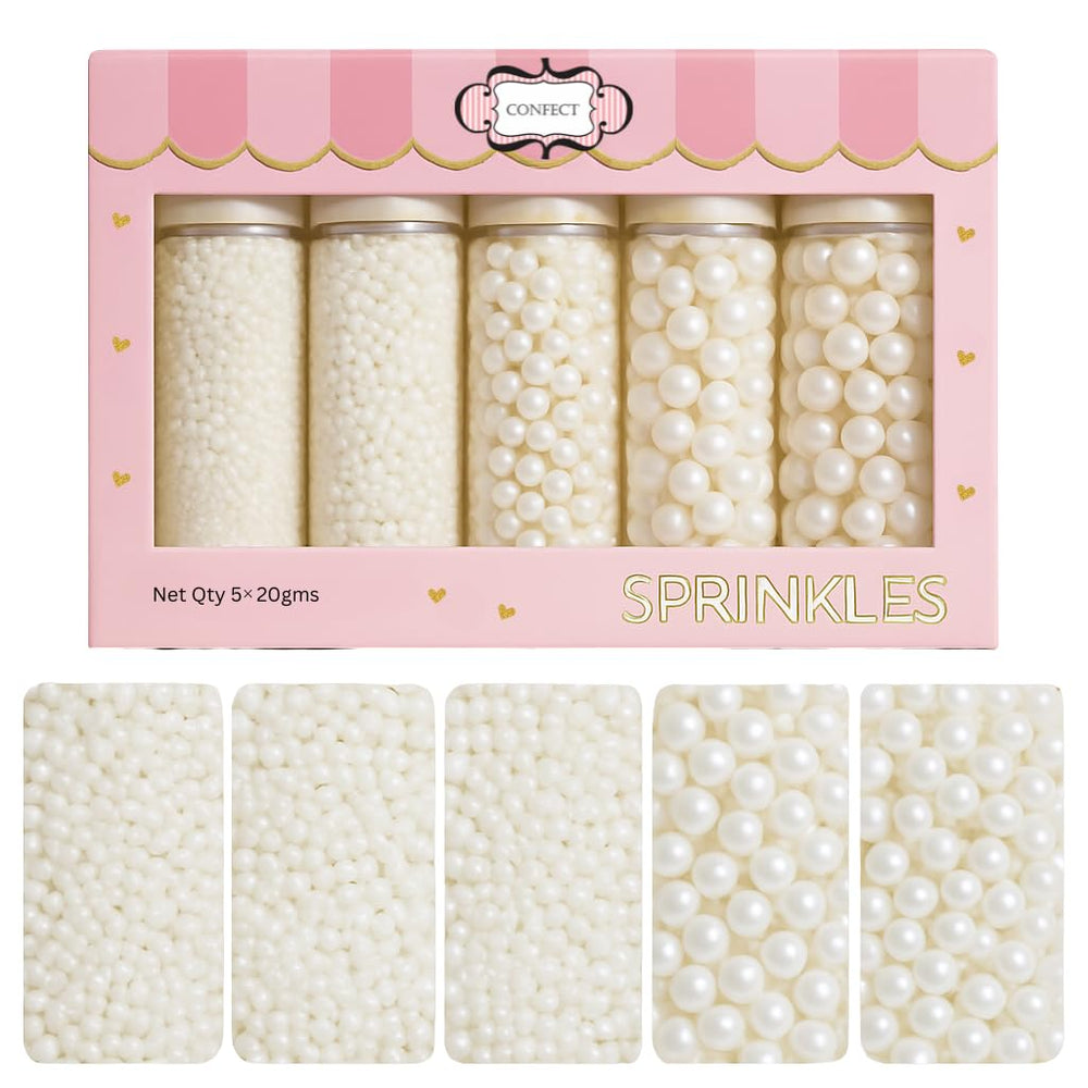 Confect White Sprinkles vegan, dye-free for safe party treats.