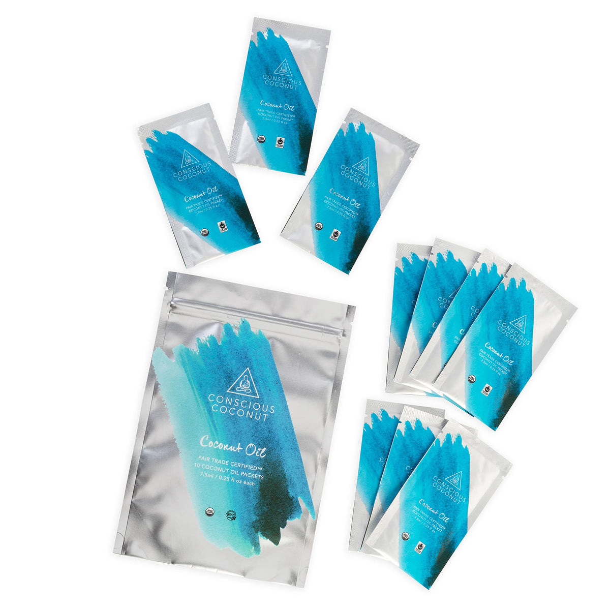 Conscious Coconut Organic Coconut Oil Packets travel pack for on-the-go skin care.
