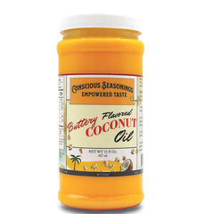CONSCIOUS SEASONINGS CS popcorn butter oil jar showcases authentic movie-theater flavor for homemade popcorn.