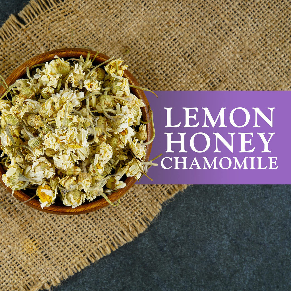 Constellation Tea Lemon Honey Chamomile Lullaby cup shows warm lemon notes with honey touch.