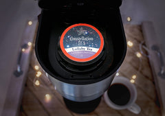 Constellation Tea Lemon Honey Chamomile Lullaby pod stack demonstrates convenient, quick relaxation.