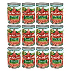 Contadina Tomato Sauce with Italian Herbs label close-up highlighting authentic flavor
