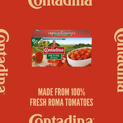 Contadina petite cut diced tomatoes pack; ready-to-use base for homemade sauces.