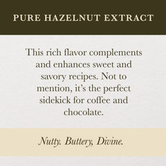 Label highlights natural hazelnut extractives for authentic flavor.