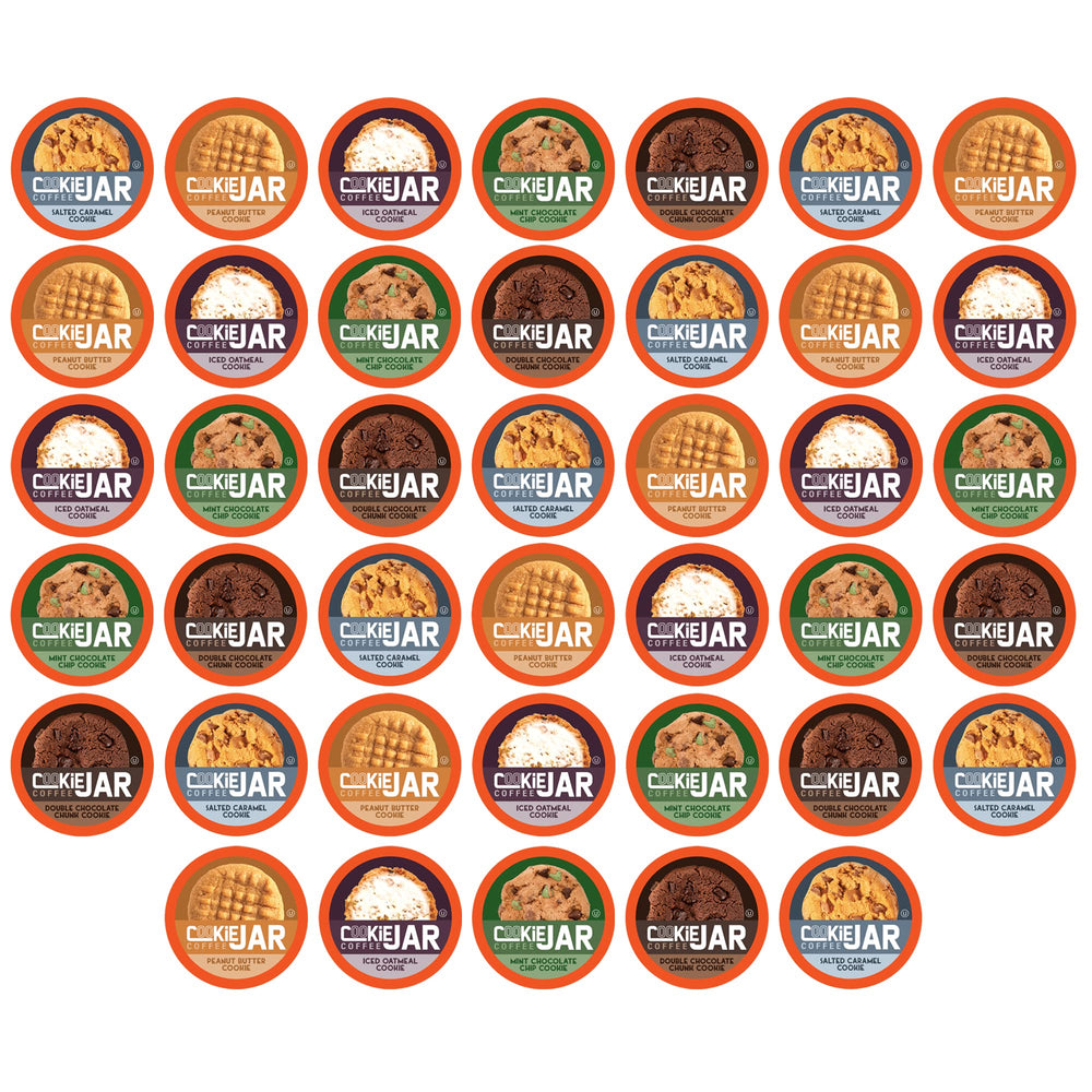 Cookie Jar assorted coffee pods box, 40-count variety for Keurig brewers, ideal for daily flavor rotation.