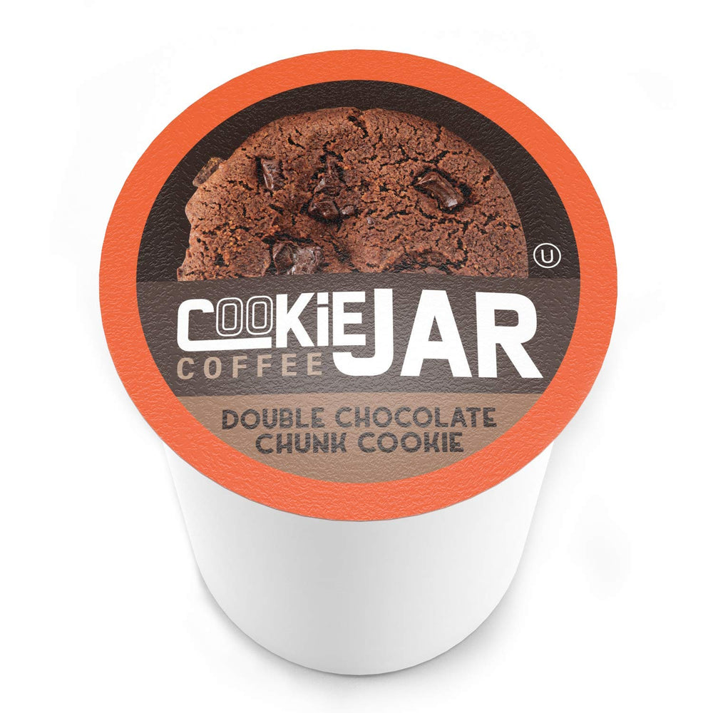 Close-up of Cookie Jar Double Chocolate Chunk pods showing rich chocolate flavor.
