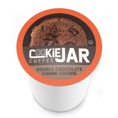 Close-up of Cookie Jar Double Chocolate Chunk pods showing rich chocolate flavor.