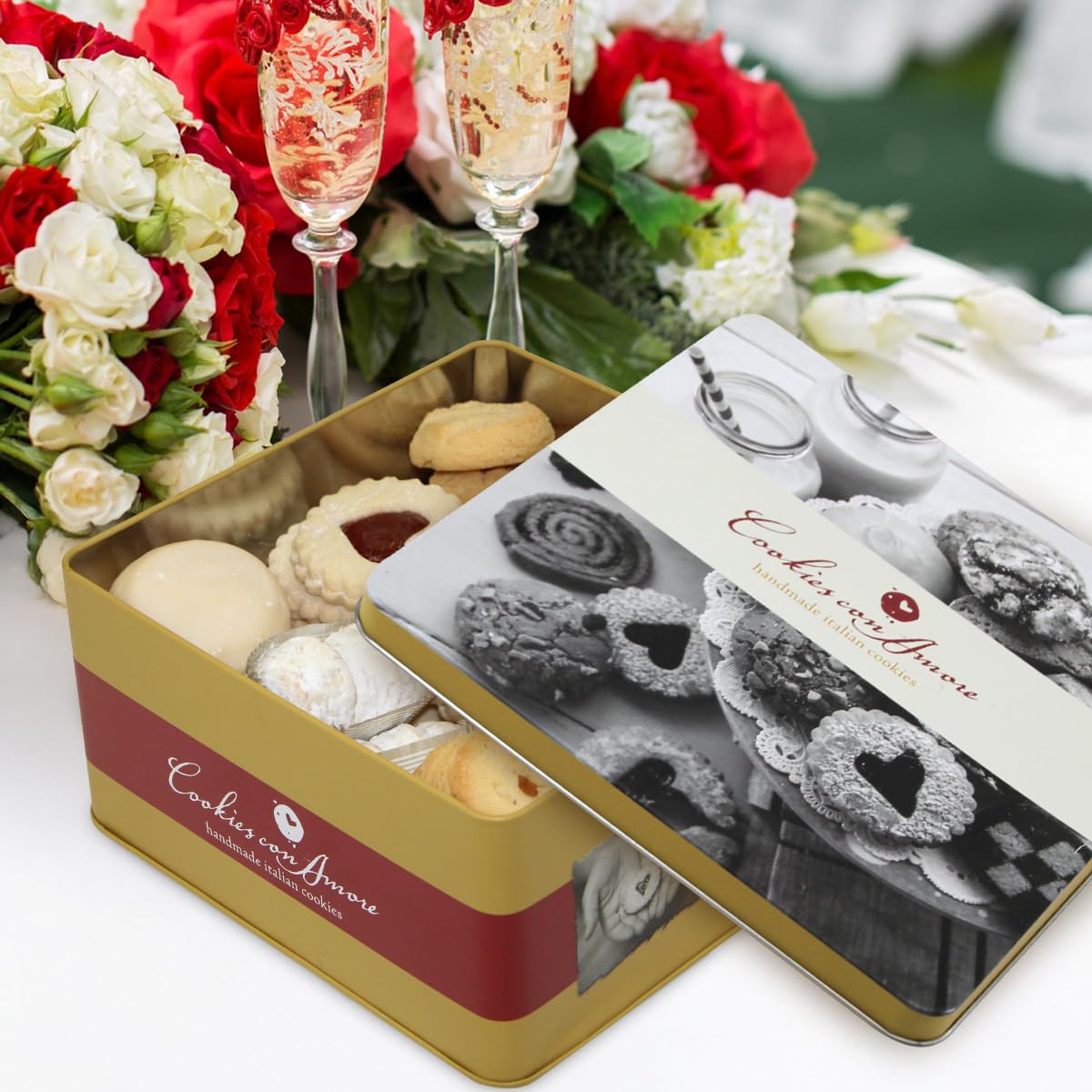 Cookies Con Amore gift basket presentation enhances gifting experiences.