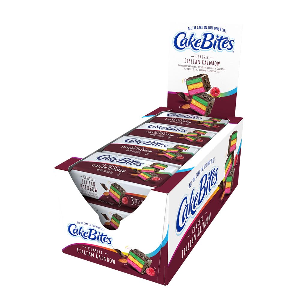 Cookies United The Original Cakebites Italian Rainbow almond slices, ideal for a quick indulgent snack