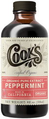Cook's Organic Peppermint Extract bottle close-up for vibrant dessert flavor