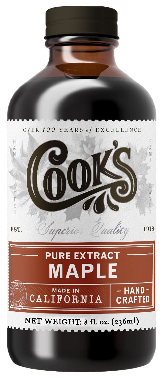 Cook's Pure Maple Extract bottle closeup for rich bakery flavors