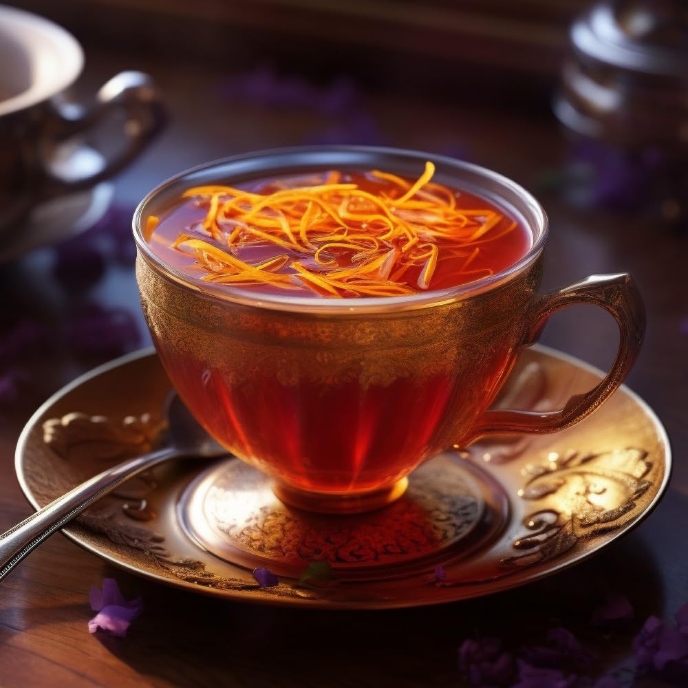 Dessert glaze with Cook's saffron strands delivers warm color and aroma.