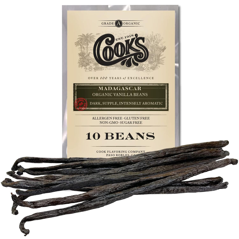 COOK'S vanilla beans 10-pack organic Madagascar for premium baking and extract