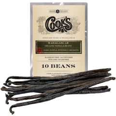 COOK'S vanilla beans 10-pack organic Madagascar for premium baking and extract