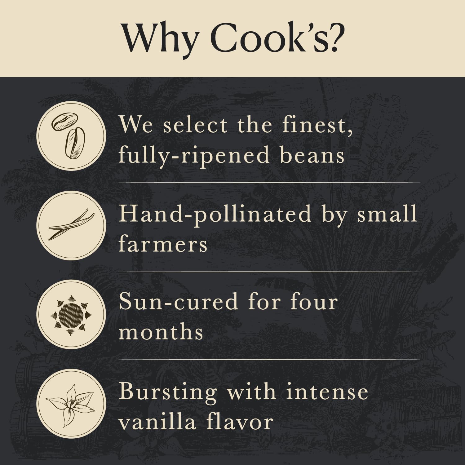 Cook's Vanilla Powder 4.5 oz jar shown for versatile kitchen use.