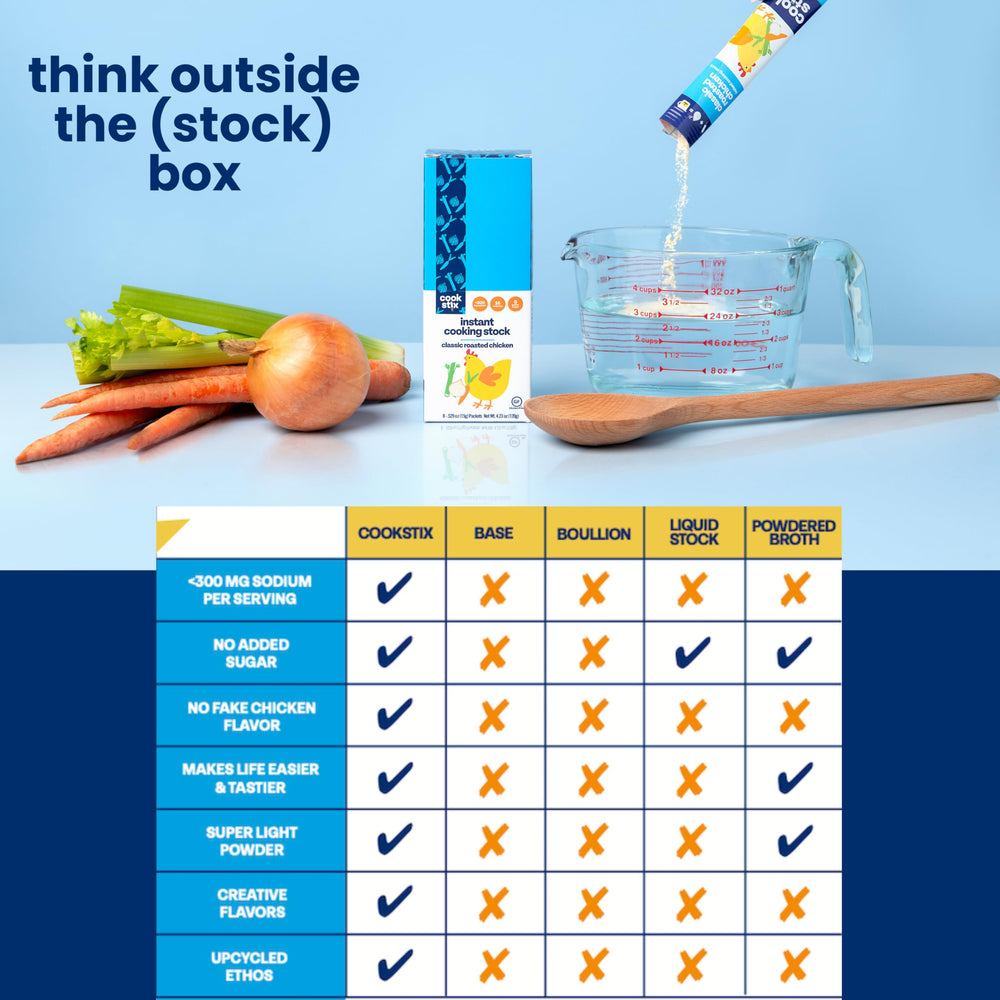 Cookstix 4-pack packaging simplifies stocking multiple meals