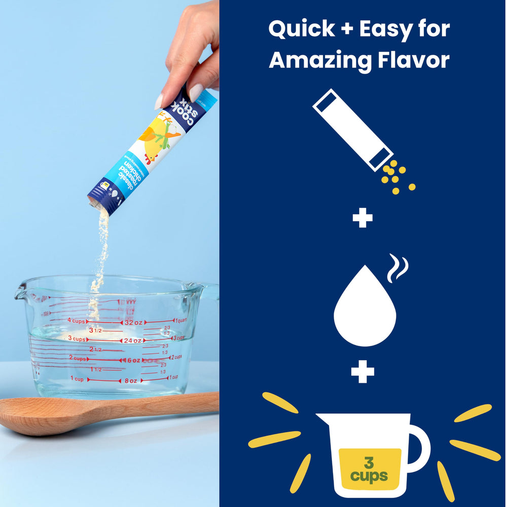 Cookstix instant broth pours into pots for quick soups