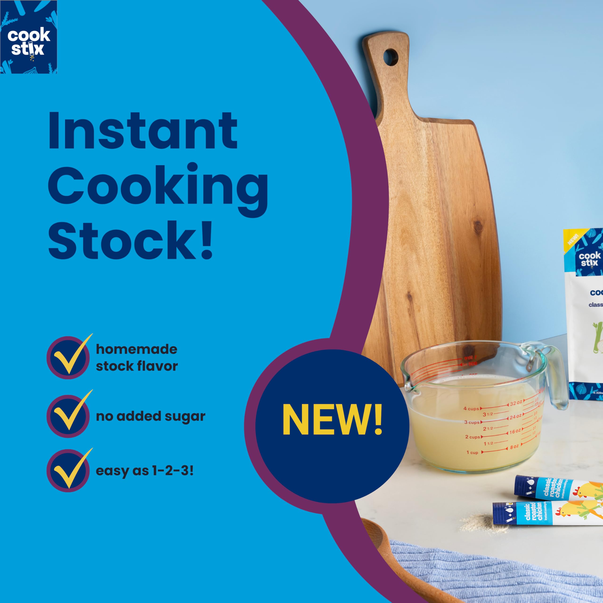 Cookstix lower-sodium stock sticks provide flavorful options with less salt