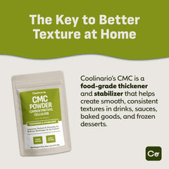 Coolinario CMC powder dissolves quickly in liquids for smooth texture.