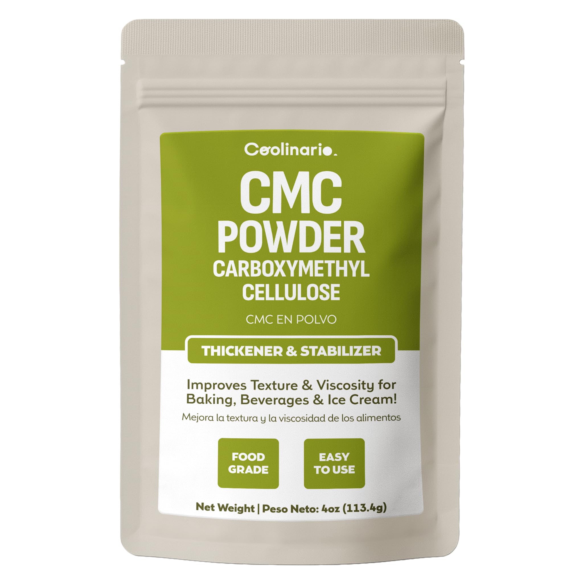 Coolinario CMC powder packaging shown for convenient shelf storage and label visibility.