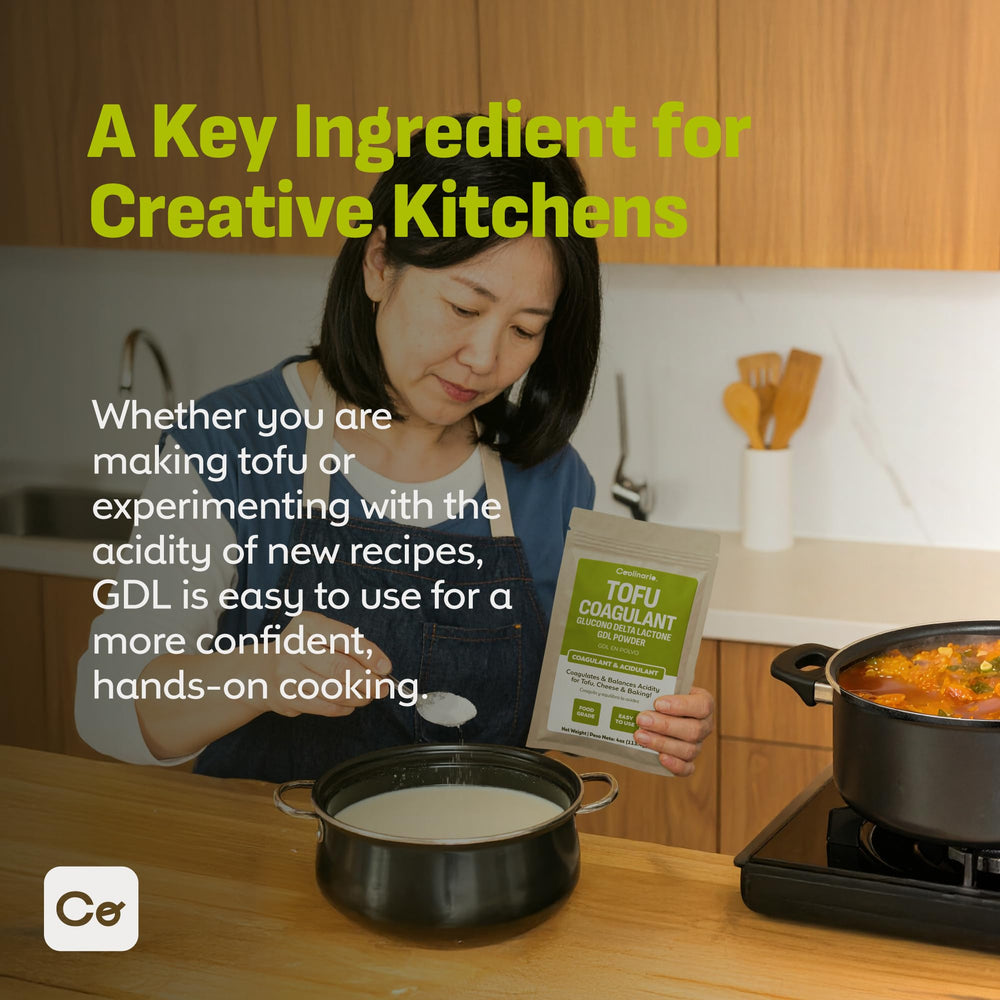 Coolinario GDL baking-dough setup hints at moisture retention and pH balance.
