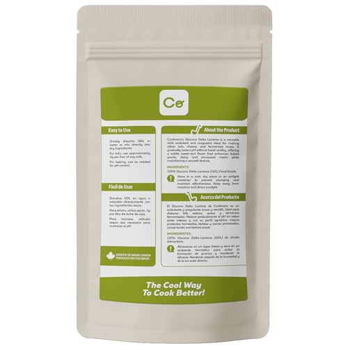 Coolinario GDL granules close-up highlights mild acidulant for balanced textures.