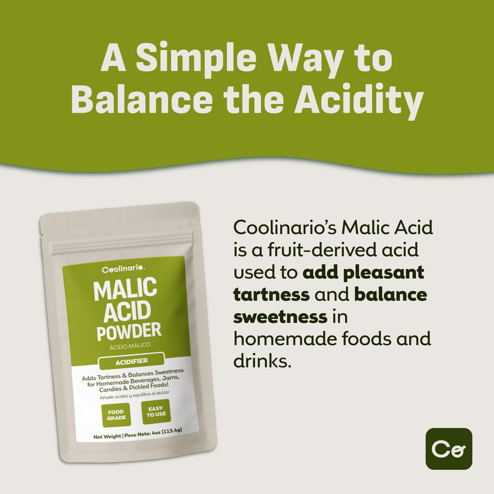 Coolinario Malic Acid Powder jar ready for pantry use