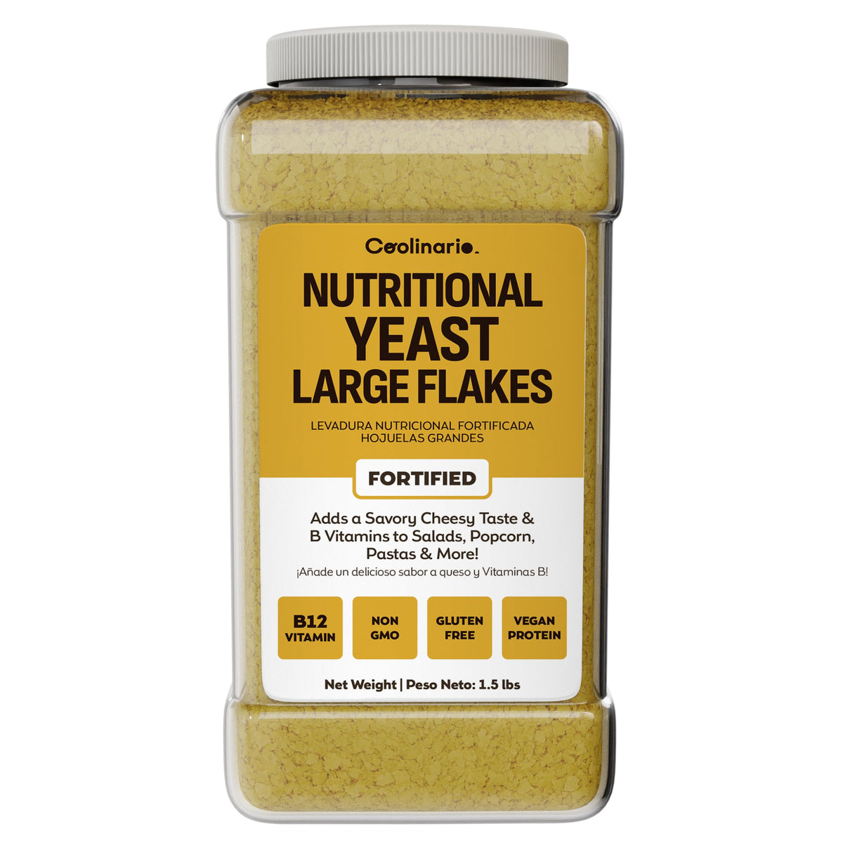 Coolinario Nutritional Yeast Flakes front-pack image showing a dairy-free flavor boost