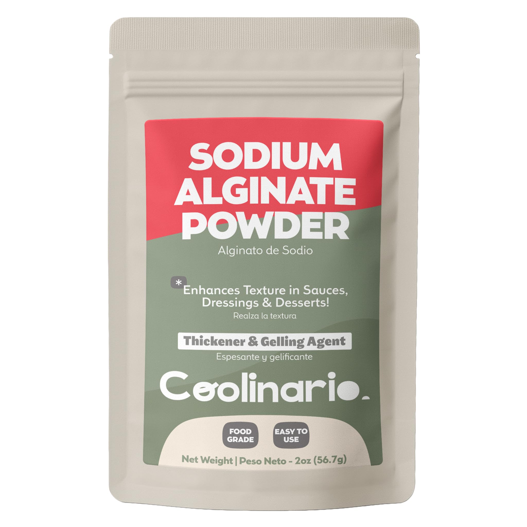 Coolinario sodium alginate powder packaging image shows a resealable container for easy storage.