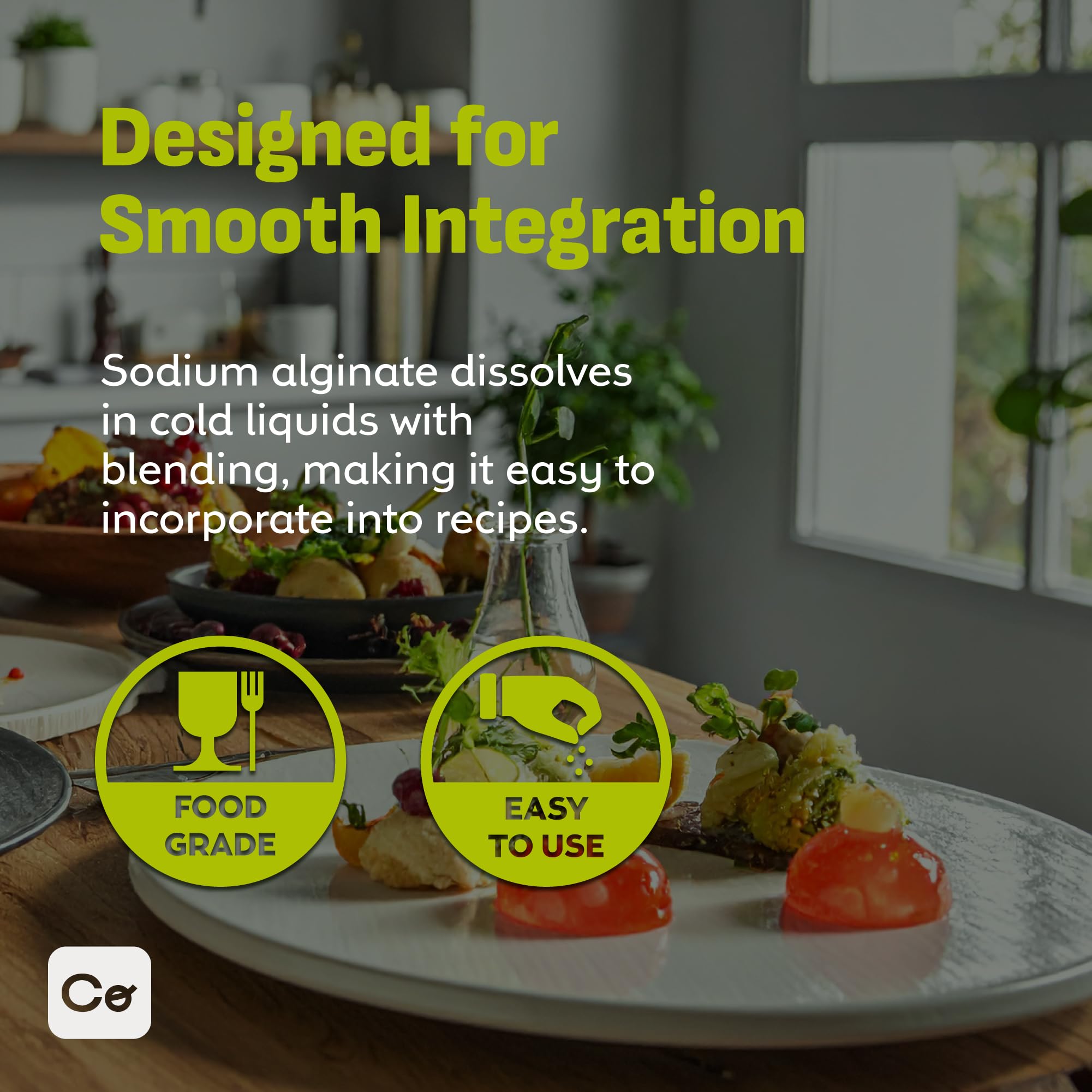 Coolinario sodium alginate powder used in spherification with liquid base and calcium bath.