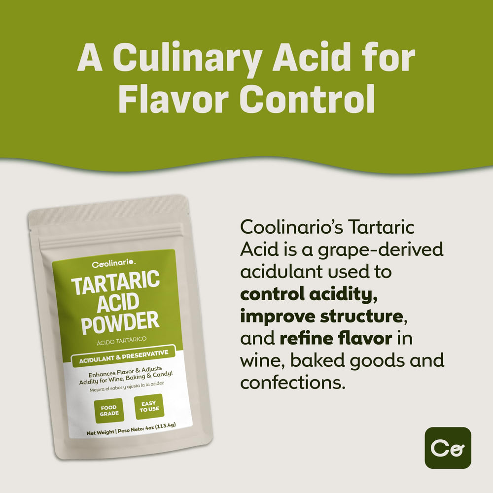 Coolinario Tartaric Acid Powder added to meringue for improved structure.