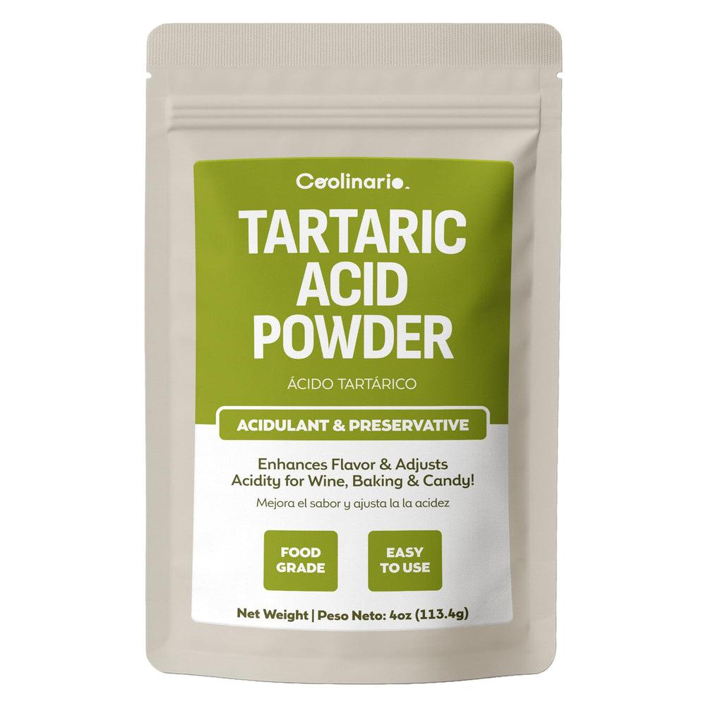 Coolinario tartaric acid powder packaging on shelf, ready for culinary use.