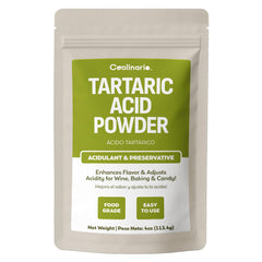 Coolinario tartaric acid powder packaging on shelf, ready for culinary use.