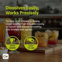 Coolinario tartaric acid powder in wine preparation, helps regulate acidity.