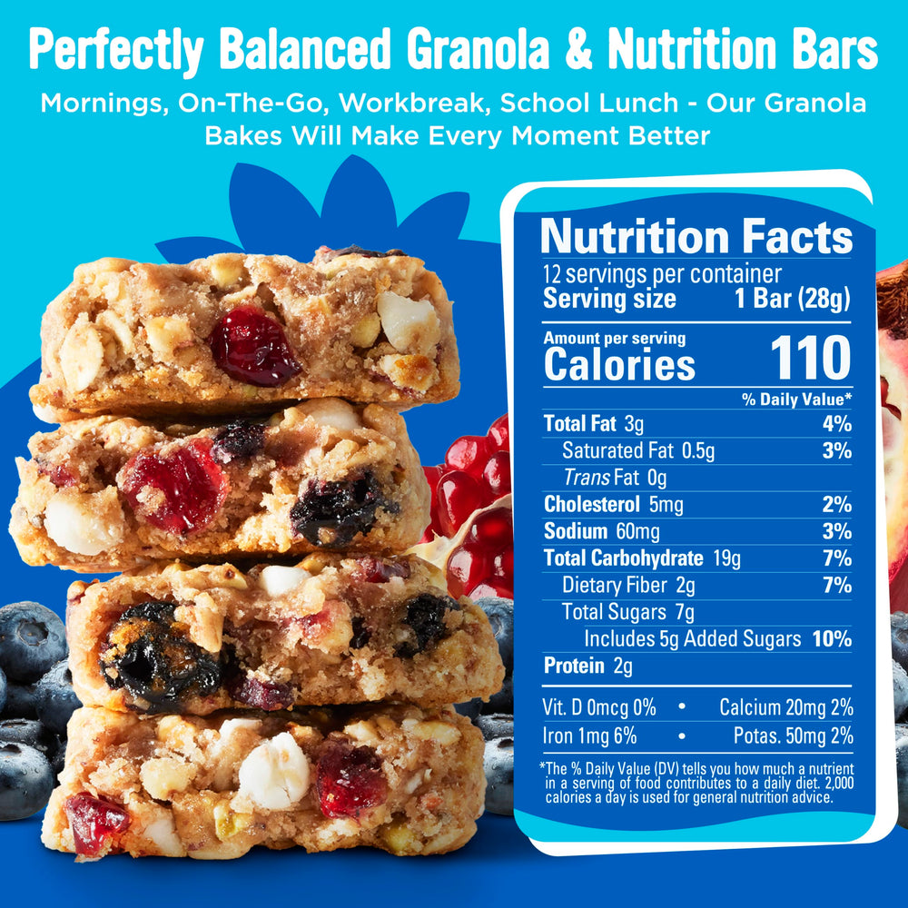 Close-up of Cooper Street bars showing blueberries and pomegranate pieces.