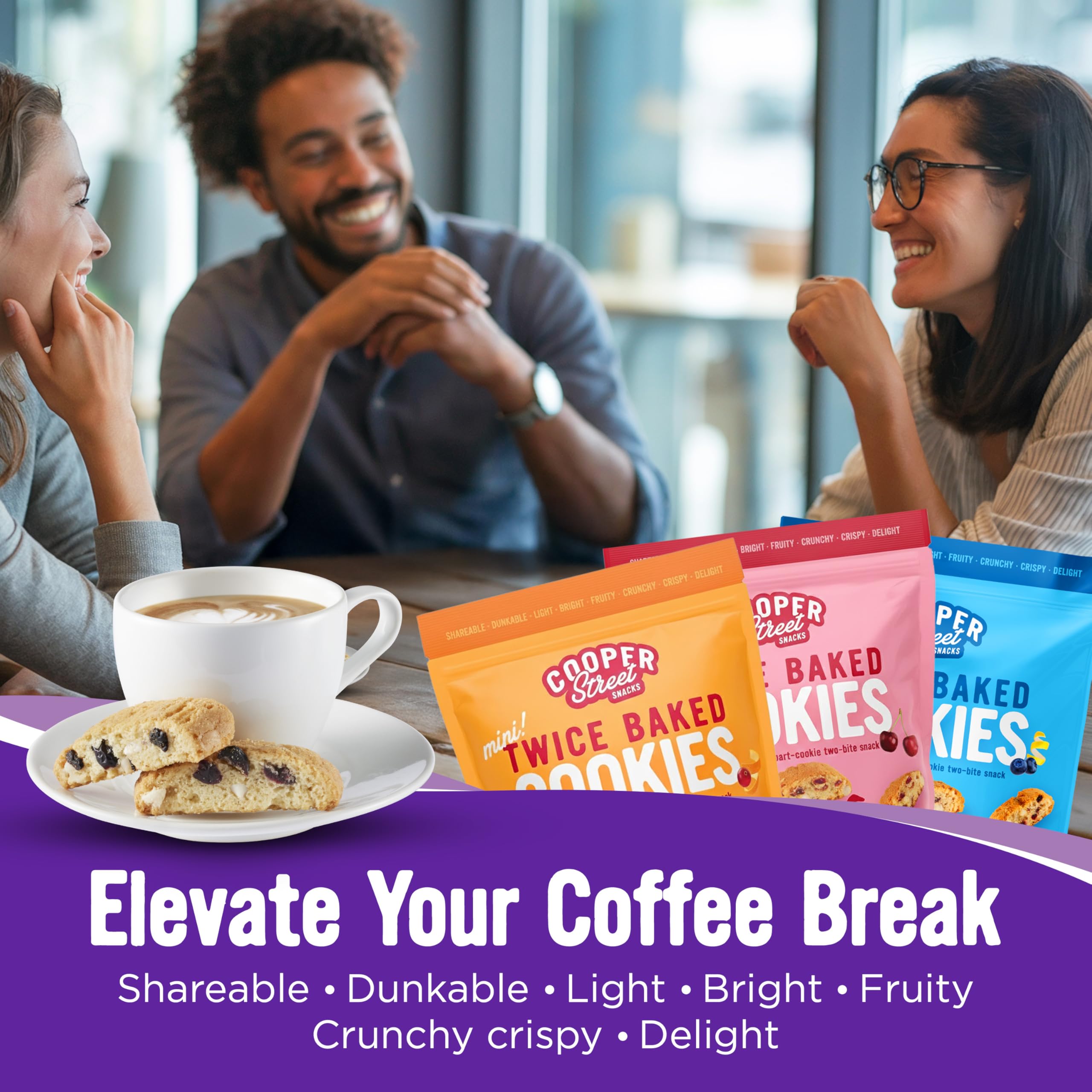 Cooper Street biscotti dunking with coffee—crisp texture enhances your cafe break.
