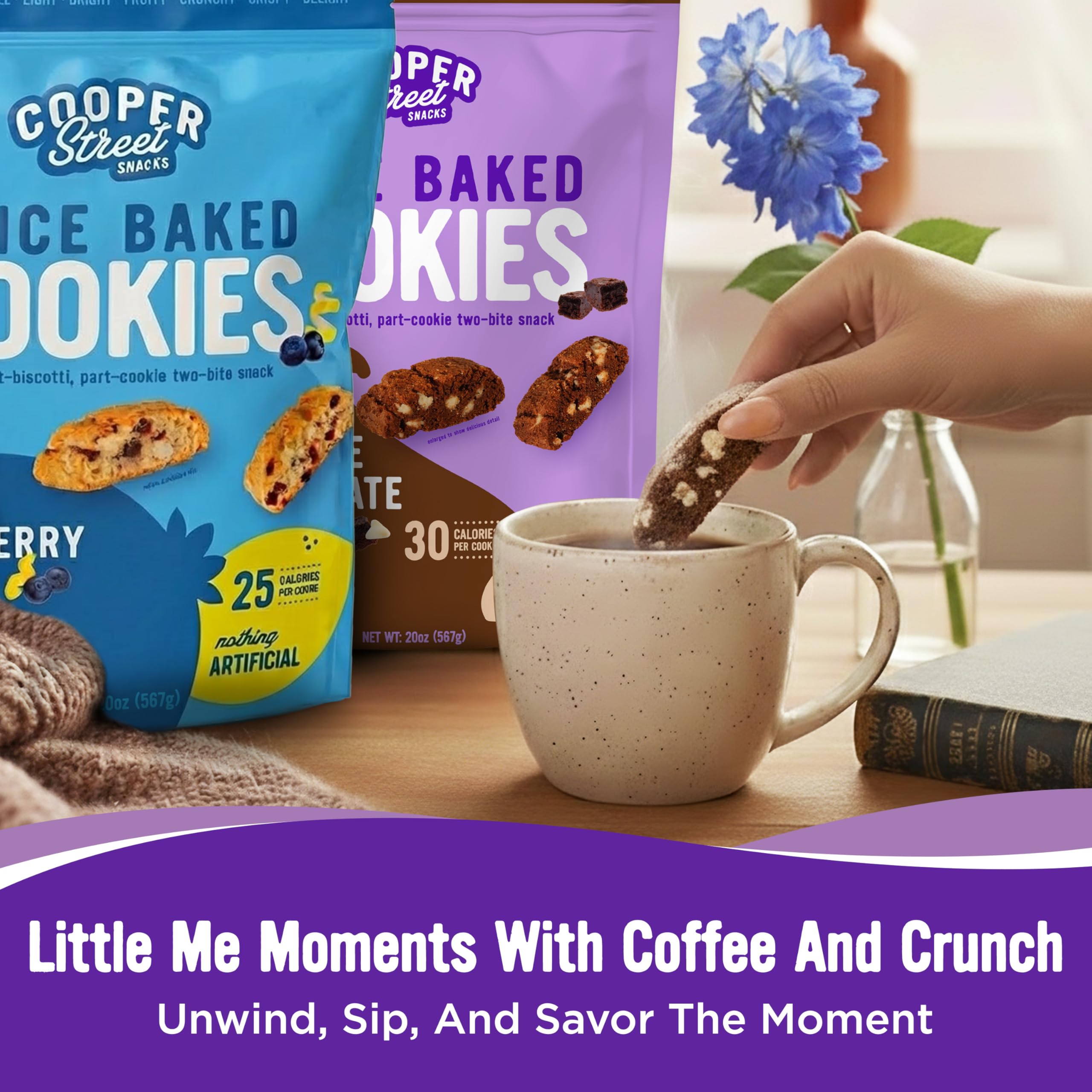 Cooper Street Biscotti packaging showing four flavors