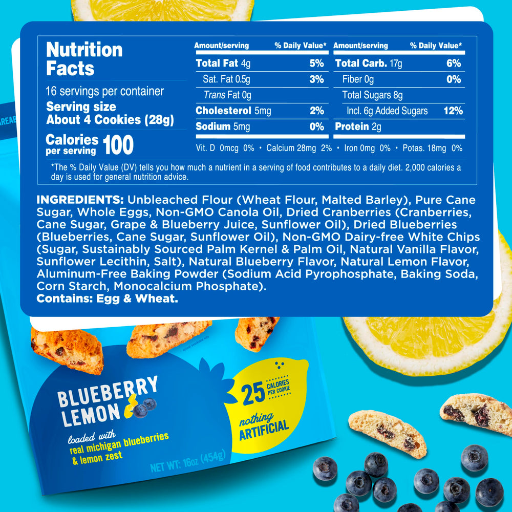Blueberry lemon biscotti bites close-up highlighting real fruit and zest