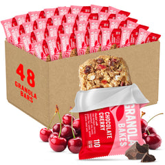 Cooper Street Chocolate Cherry Granola Bakes packaging highlighting bulk value for offices and classrooms.