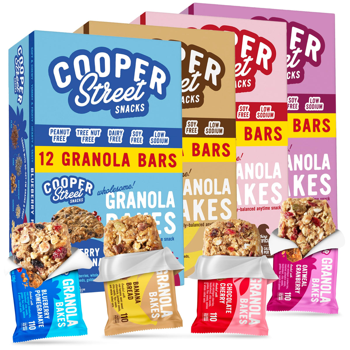 Cooper Street Granola Bakes blueberry-pomegranate bar highlighting real fruit flavor for on-the-go snacking