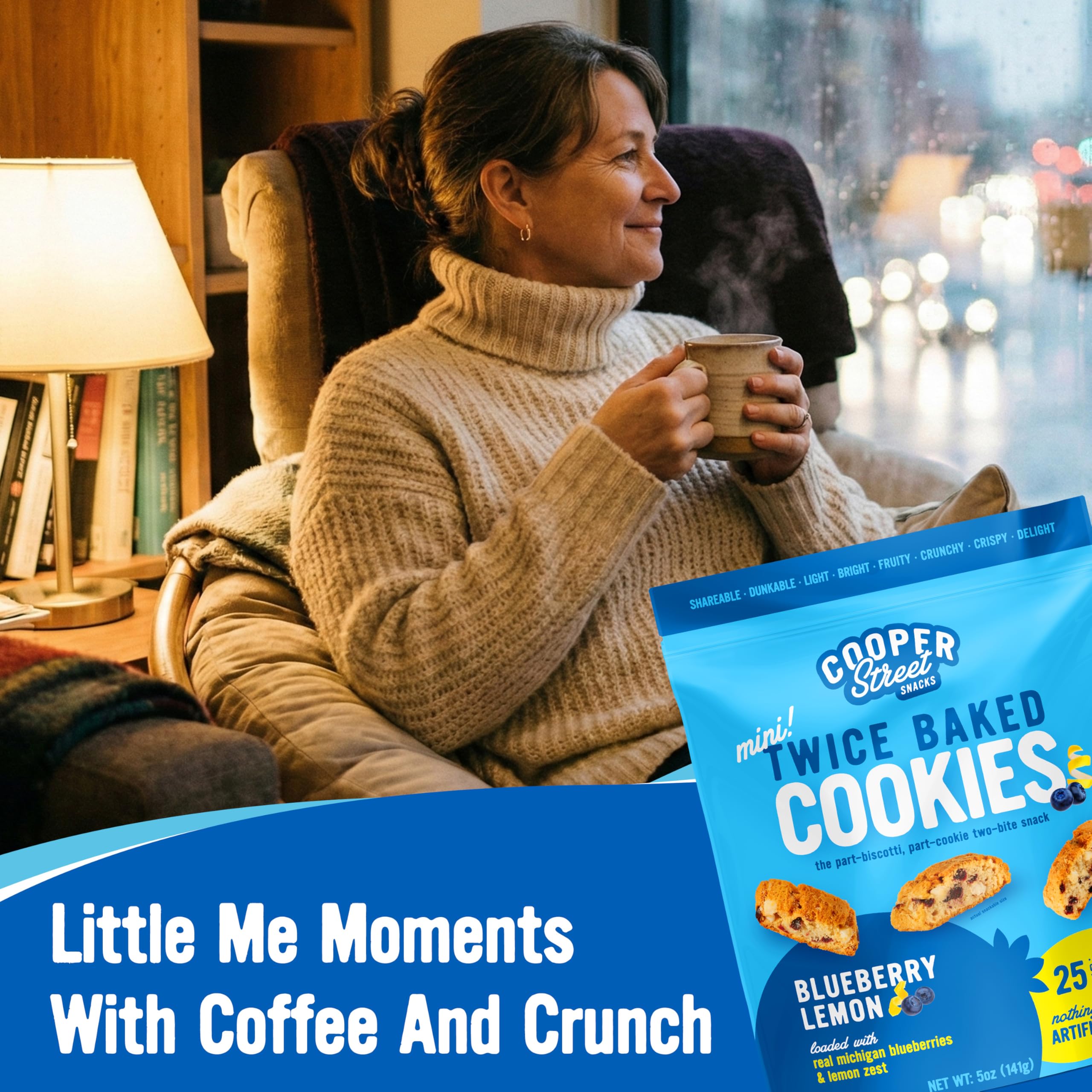 Cooper Street Italian-inspired lemon-blueberry biscotti for a lively break.
