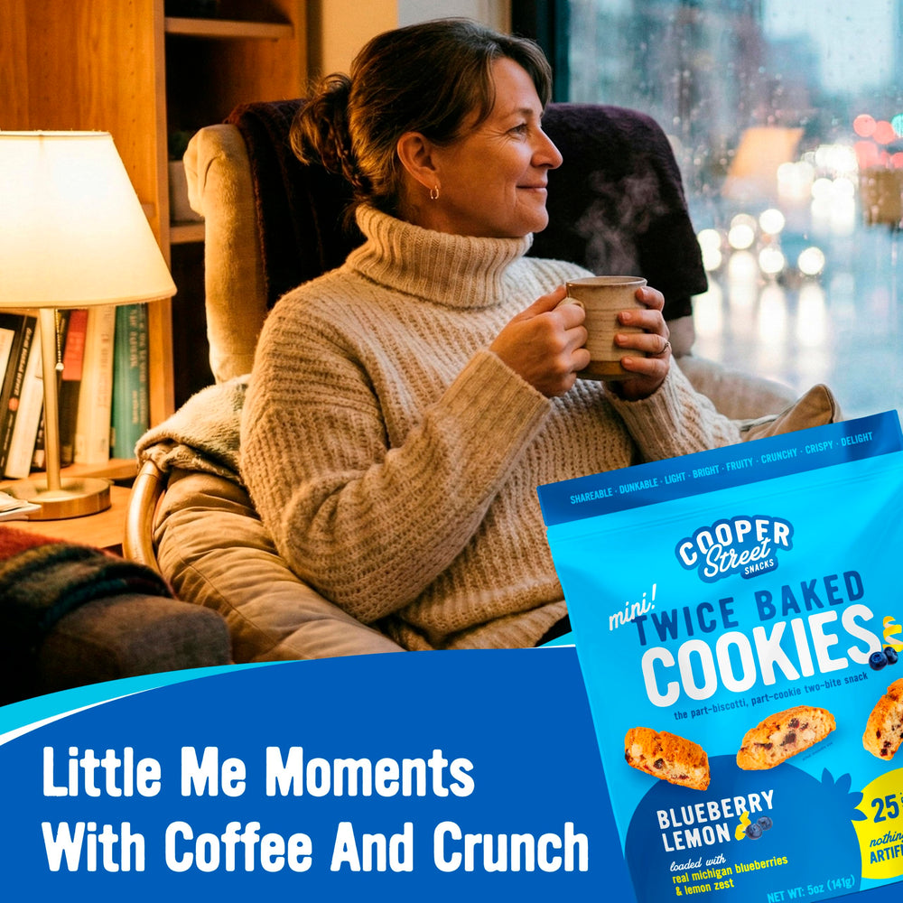 Cooper Street Italian-inspired lemon-blueberry biscotti for a lively break.